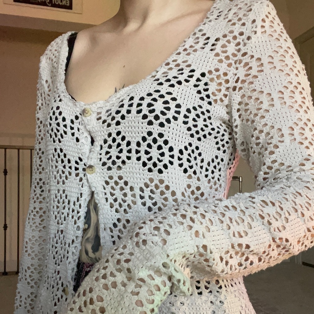 Free people crochet maxi cardigan/beach cover up